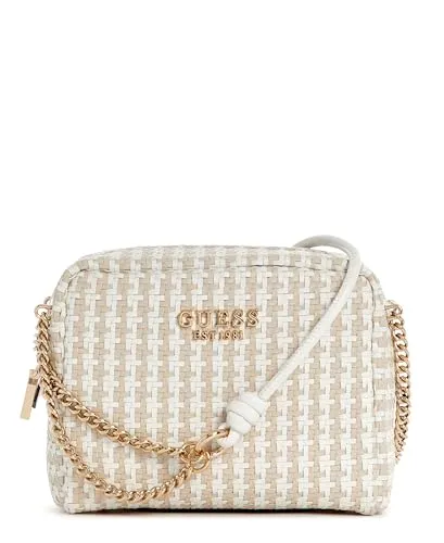 Guess Umhängetasche Camera Crossbody Bag weiß - Handtasche aus 100% Polyurethan, mit stylish geflochtenem Logo und praktischem Zipper-Verschluss – ideal für jeden Anlass.