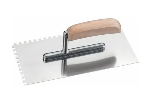 Zahnkelle Zahnspachtel Edelstahl 270 x 130 Holzgriff 6 x 6 mm