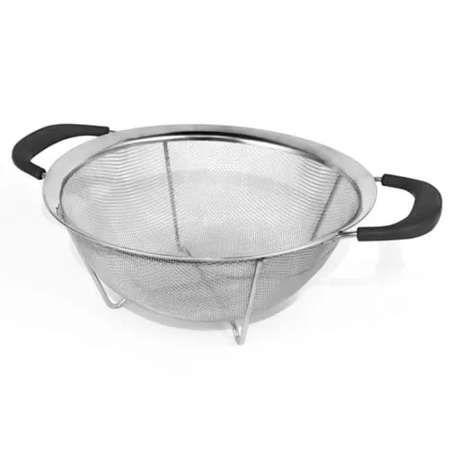 MGE Küchensieb mit Fuß, Sieb aus Edelstahl, mikroperforiertes Gemüsesieb, Nudelsieb, Küchensieb, Edelstahl, 22,5 cm