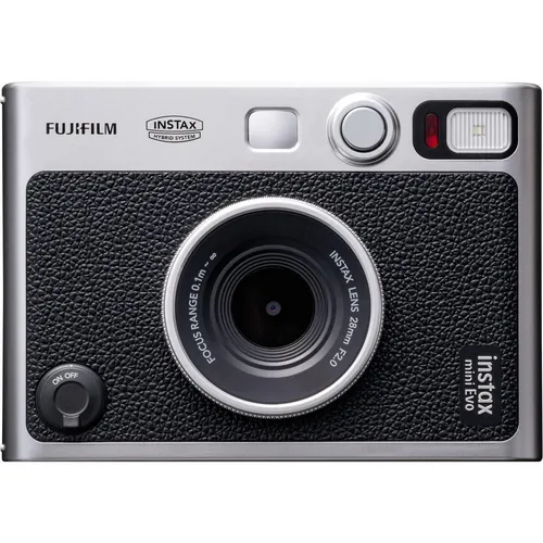 Fujifilm Instax Mini EVO schwarz EX D - Hybride Sofortbildkamera - Sofortbildkamera mit Autofokus und eingebautem Blitzlicht, ideal für kreative Schnappschüsse und unvergessliche Momente in Schwarz.