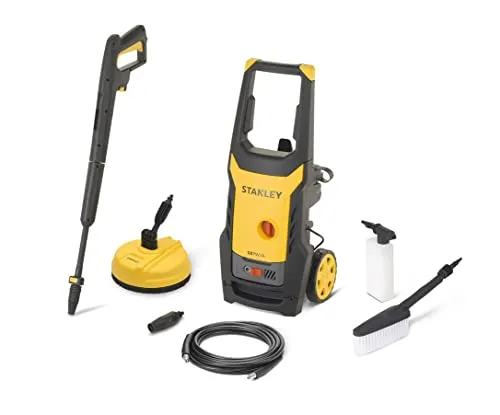 Stanley Hochdruckreiniger SXPW14PE - 1400 W, 110 Bar, 390 l/h, ideal für die Reinigung von Außenflächen mit 8 Zubehörteilen und Selbstansaugfunktion