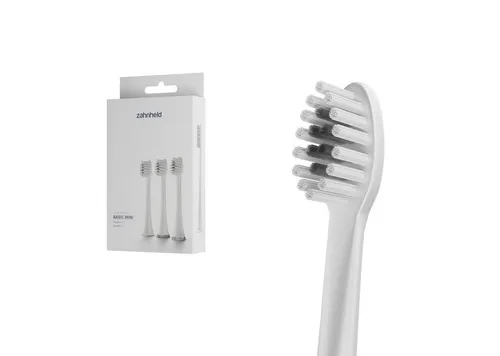 Zahnheld Aufsteckbürsten Basic Mini für Schallzahnbürste Gero, kleine Wechselköpfe, im 3er, 6er oder 9er Set, Zahnpflege Set, schmale Wechselköpfe, plastikfrei verpackt, 3 Stück, weiß