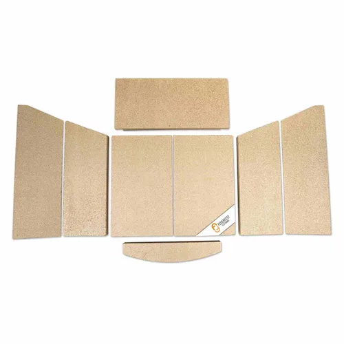 Feuerraumauskleidung für Hark 107 Kamin & Ofen - 8-teilig - Hochwertige 8-teilige Feuerraumauskleidung aus Vermiculite für optimale Isolierung. Ideal für den Einsatz in Ihrem Hark 107 Kamin, sorgt für effiziente Wärmeverteilung.