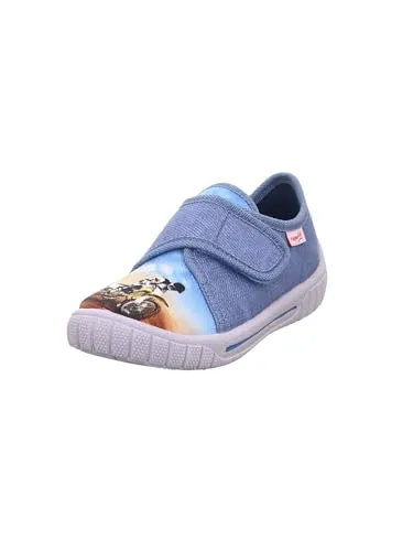 Superfit Jungen Bill Hausschuhe, Blau 8010, 24 EU - Hausschuhe mit flexibler Laufsohle und cooles Design, ideal für aktive Kinder. Ausgestattet mit Non-Marking-Technologie und Baumwollfutter für optimalen Komfort.