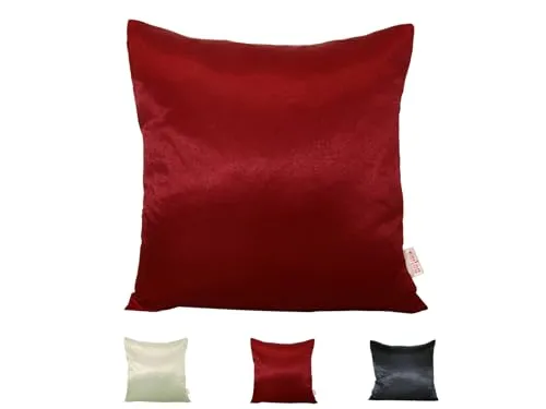 beties Glanz Satin Kissenbezug ca. 40x40 cm edel, fein fließend aus deutschem Unternehmen für Haare und Haut Seiden-Optik (Karmin-rot)