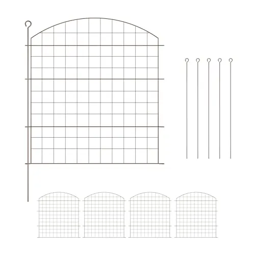 Teichzaun Gartenzaun Oberbogen - 5er-Pack - Gartenzäune aus pulverbeschichtetem Stahl, ideal zur Beeteinfassung oder als Poolzaun, einfache Montage ohne Zusatzmaterial.