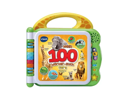 VTech Baby Mein 100-Wörter-Buch: Tiere - Interaktives Bildwörterbuch für Kinder 2-5 Jahre, bilingual mit 100 Wörtern, fördert Sprachentwicklung und Motorik