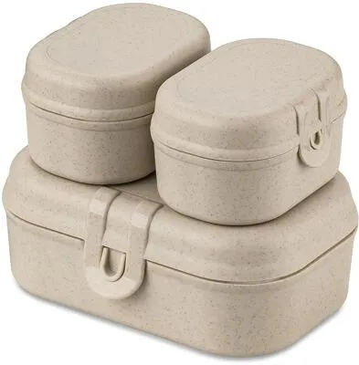 Koziol Pascal Ready Mini Lunchbox-Set, 3-teilig, nature desert sand