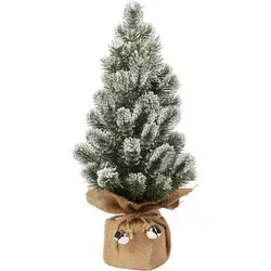 Oairse Mini Weihnachtsbaum 40,6 cm mit Schnee und Sackleinen - Kompakter Weihnachtsbaum aus Kiefernzweigen, ideal für festliche Dekoration und stimmungsvolle Atmosphäre in jedem Raum.