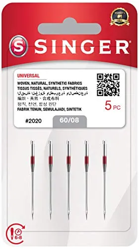 Nähmaschinennadeln: 5 Singer 2020 Universal-Nadeln, Nadeldicke 60/08, Nähset, 130/705 H, auf jeder gängigen Haushaltsnähmaschine einsetzbar