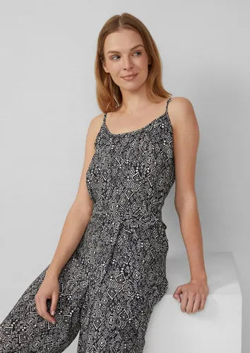 s.Oliver RED LABEL Relaxed Fit Jumpsuit in BLACK, Größe 44 - Stylischer Relaxed Fit Jumpsuit aus hochwertigem Viskose-Mix für optimalen Tragekomfort. Mit verstellbaren Spaghettiträgern und Bindegürtel für individuelle Passform – perfekt für legere Anlässe.