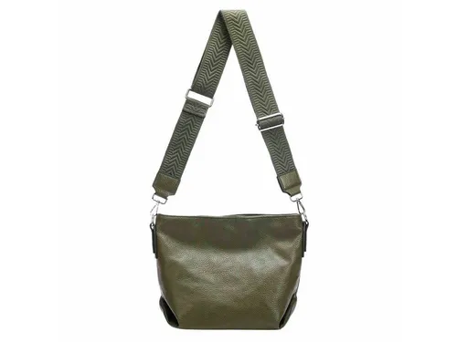 ITALYSHOP24 Schultertasche Damen - Stylische Hobo Bag mit 3 Fächern - Umhängetasche mit 3 Fächern, vielseitig und geräumig, ideal für den Alltag. Verstellbarer Schulterriemen für optimalen Tragekomfort in trendigem Olivgrün.