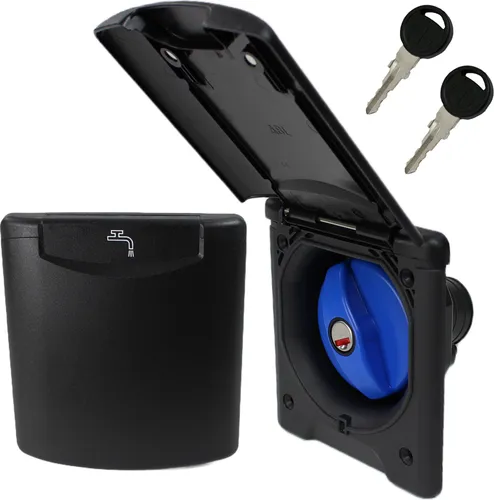 Einfüllstutzen & Tankdeckel für Frischwassertank - Hochwertiger Einfüllstutzen und blauer Tankdeckel für Wohnwagen und Boote. Witterungsbeständig, UV-beständig und lebensmittelecht – ideal für zuverlässige Wasserversorgung.