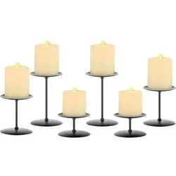 Kerzenständer Metall Stumpenkerzen Tischdeko 6er Set Schwarz - Verwandle dein Zuhause mit diesem 6er Set stilvoller Metall-Kerzenständer in Schwarz. Ideal für Stumpenkerzen, bietet es vielseitige Deko-Möglichkeiten für jeden Anlass. Perfekte Kombination aus Eleganz und Funktionalität!