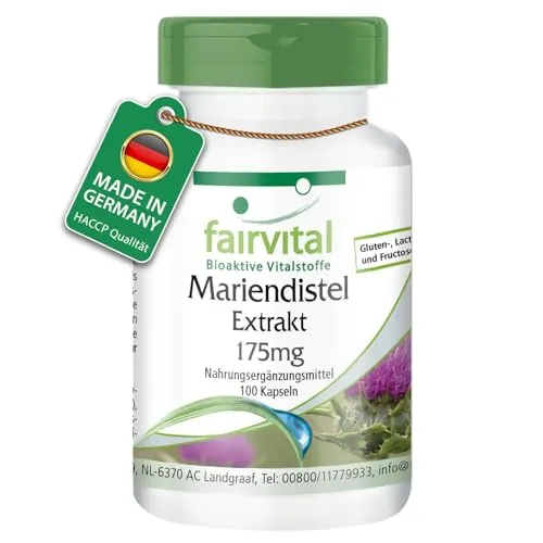 Fairvital | Mariendistel Kapseln - Extrakt 175mg - 100 Kapseln - VEGAN - standardisiert auf 80% Silymarin