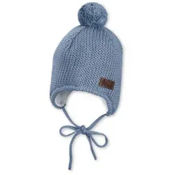Sterntaler Kid's Strickmütze Pompon - Mütze Gr 39 cm blau - Hüte, Mützen & Caps für Baby-Mädchen - Süße Bommelmütze mit Ohrenklappen, perfekt für die kalte Jahreszeit und aus 100% Baumwolle gefertigt.