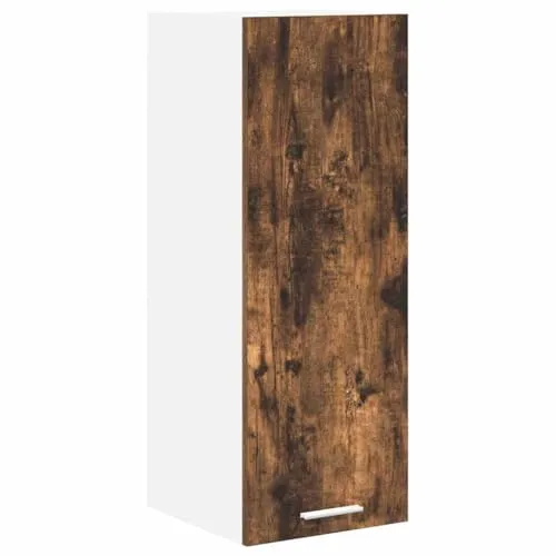 vidaXL Hängeschrank Riga Geräucherte Eiche und Weiß 30 x 31 x 80 cm, Geräumiger Stauraum, robuster Küchenregal, Moderne Wand-Organizer, Holzlösung für mehr Platz