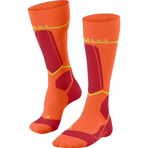 Falke SK Compression Energy Herren Skiing Kniestrümpfe flash orange (8036) 39-42 - Sportsocken mit gradueller Kompression für bessere Durchblutung und reduzierte Muskelermüdung. Optimaler Schutz durch skispezifische Polsterung und wärmende Merinowolle.
