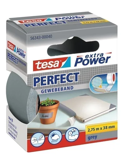 tesa® extra Power Perfect Gewebeband 2,75 m x 38 mm grau von tesa