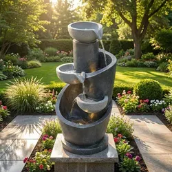 Gartenbrunnen mit LED-Beleuchtung und Wasserpumpe