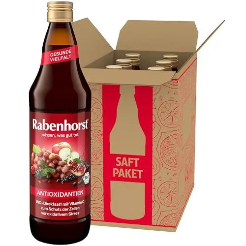 RABENHORST Antioxidantien BIO 6er Pack (6 x 700 ml). 100 % Bio-Direktsaft mit natürlichem Vitamin C zum Schutz der Zellen vor oxidativem Stress