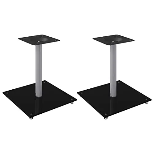 vidaXL Lautsprecherständer 2 Stk. Schwarz & Silbern - Lautsprecher-Standfüße aus robustem Hartglas und Aluminium, ideal für eine stabile und stilvolle Präsentation deiner Lautsprecher. Mit integriertem Kabelmanagement für ein aufgeräumtes Zuhause.