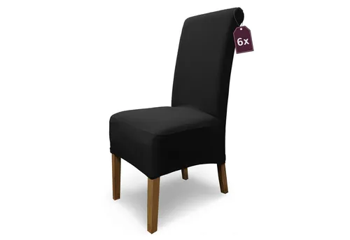 Scheffler Home Stuhlhussen Emma Cottina Schwarz 6er Set - Hussen für Hochlehner Esszimmerstühle, elastisch, waschbar und Öko-Tex zertifiziert – idealer Schutz vor Schmutz und Kratzern, verleiht Ihren Stühlen eine moderne Optik.
