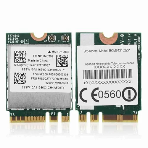 Annadue WiFi Karte, Dualband Netzwerkkarte mit 433Mpbs, Drahtlose WiFi Karte BCM943162ZP NGFF M2, 802.11AC für , Geeignet für Mehrere Modelle von Notebooks und Tablets