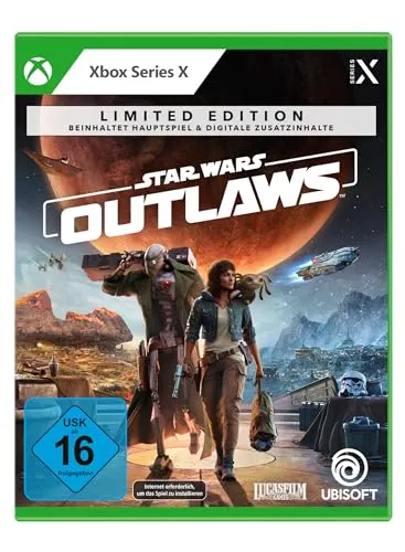 Star Wars Outlaws - Limited Edition (exklusiv bei Amazon) für Xbox Series X - Open-World-Abenteuer in der Star Wars Galaxis, spiele als Kay Vess und erlebe spannende Luftkämpfe und riskante Missionen. Limited Edition mit exklusivem Sabacc Schlitzohr-Charakterpaket!