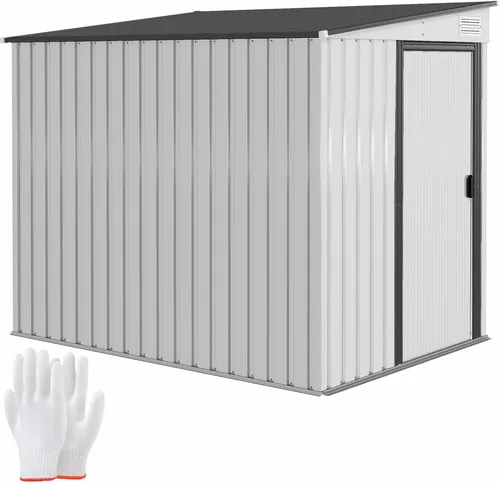 Outsunny Metall Gerätehaus 2,81m² - Gerätehäuser: Wetterfestes Gartenhaus mit Pultdach, ideal für die Aufbewahrung von Gartengeräten und Fahrrädern, inklusive Belüftungsschlitze für optimale Luftzirkulation.