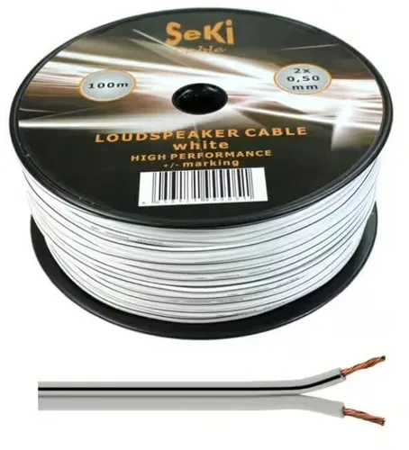 Lautsprecherkabel 5m 2x0,5mm² Weiß Audiokabel Boxenkabel von Seki