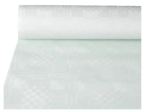 PAPSTAR Damast-Tischtuch 1,2 x 10 m - Weiß - Tischdecken - Hochwertiges Papiertischtuch mit edler Damastprägung auf Rolle, ideal für festliche Anlässe und sorgt für eine elegante Atmosphäre.