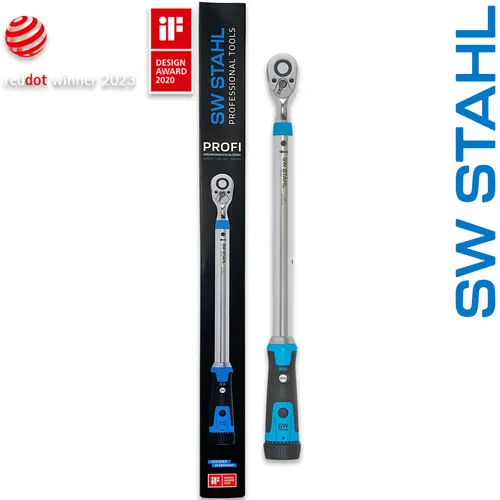 SW-Stahl Drehmomentschlüssel 03875L - Schraubenschlüssel mit Präzisionszertifikat, 2-Komponenten-Griff und einer Auslösegenauigkeit von ±4% für präzises Arbeiten im professionellen Einsatz.