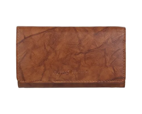 Greenburry Basic Damen RFID Leder Geldbörse 1885 - Cognac - Elegantes Portemonnaie aus pflanzlich gegerbtem Nappa Kalbsleder mit RFID-Schutz, ideal für sicheres Aufbewahren von Geld und Karten.