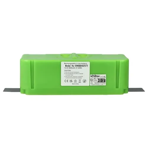 vhbw Akku kompatibel mit iRobot Roomba 860, 895, 891, 890, 801, 850, 805, 877 Home Cleaner Heimroboter Grün (2600 mAh, 14,4 V, Li-Ion)