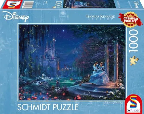 Schmidt Spiele 58043 Thomas Kinkade, Disney, Cinderella, Dancing in The Starlight, 1000 Teile Puzzle