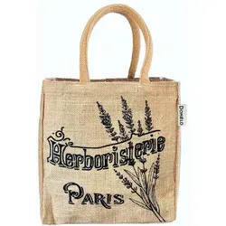 Domelo Jute Handtasche kleine Jutetasche vegane Einkaufskorb mini Tragetasche - Beige