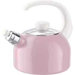 RIESS 0543-117 Flötenkessel Plus 2 Liter, rosa pastell - Wasserkocher mit Flötenfunktion, hygienischer Emaille-Oberfläche und schneller Wärmeleitung. Ideal für alle Herdarten, auch Induktion – für gesundes, energiesparendes Kochen.