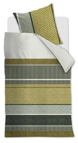 Beddinghouse Bettwäsche-Ganitur Benthe in Grün, 135x200+80x80 - Bettwäsche-Sets mit stilvollem Streifen-Design, aus verschiedenen Webstrukturen für ein modernes Schlafzimmerambiente.