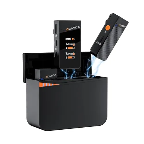 COMICA Vimo C3 Lavalier Mikrofon Wireless, Ansteckmikrofon Kabellos mit 3,5mm & USB C Ausgabe, Wireless Microphone mit Geräuschunterdrückung einem klick, Mikrofon für Kamera, iPhone, Android, Handy