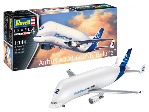 Revell 03817 Airbus A300-600ST Beluga - Flugmodell Bausatz 1:144, das größte zivile Transportflugzeug der Welt, ideal für Modellbau-Enthusiasten