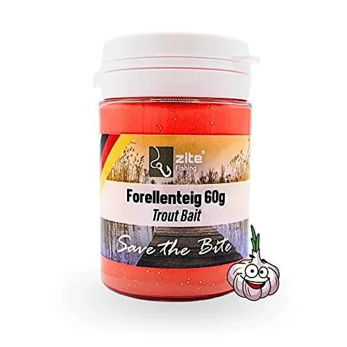 Zite Fishing Forellenteig mit Knoblauch-Aroma 60g – Fängige Forellenpaste als Forellenköder – Trout Bait Teigköder in knalligen UV-Neonfarben (Rot)
