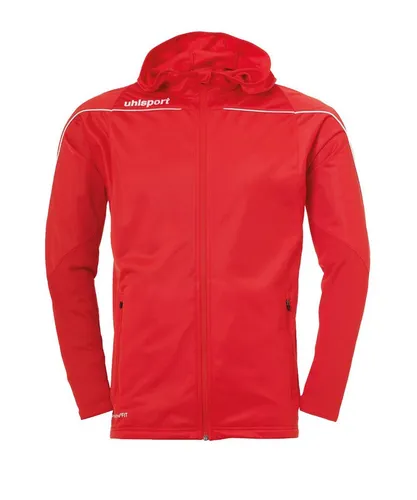 uhlsport Stream 22 Kapuzenjacke - Hochwertige Trainingsjacke aus atmungsaktivem Polyester, ideal für Sport und Freizeit. Mit Kapuze und seitlichen Zipper-Taschen bietet sie Komfort und Stauraum.