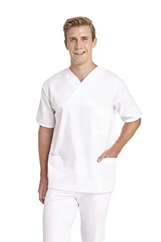 Leiber Da.+H.Schlupfj.1/2 A weiss Größe M - Medizinische Berufsbekleidung: Unisex Kurzarm Schlupfjacke mit 3 praktischen Taschen für zusätzlichen Stauraum, ideal für Pflege und Medizin, sauber und pflegeleicht.