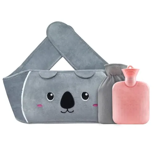 Wärmflasche 1L Wärmflaschengürtel Extra Langer 3 in 1 Wärmflasche mit weichem Taillen-Bezug für Nacken Schulter Rücken Beine Wärme oder Schmerzlinderung Hot