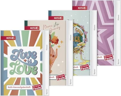 Brunnen Baier & Schneider Brunnen 104695202 Hausaufgabenheft für clevere Faule, A5, 56 Blatt, Kunststoffeinband, 4 Motive für Girls)