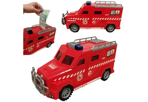 COIL Elektronisches Spardose Feuerwehr - Spardose für Kinder ab 3 Jahren mit Soundeffekten, ideal für das Sparen von Banknoten und Münzen in einem sicheren Feuerwehr-Design.