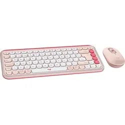 Logitech POP Icon Combo - Tastatur und Maus Set - Maus-Tastatur-Set in Pink und Weiß mit elegantem Design. Die kabellose Bluetooth-Tastatur bietet leises Tippen und eine Batterielaufzeit von bis zu 3 Jahren, ideal für kreatives Arbeiten.