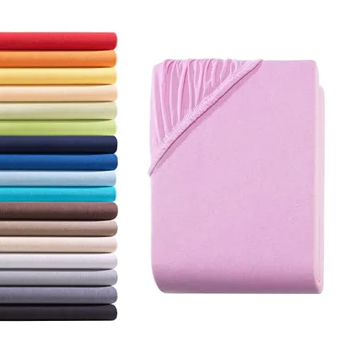 Hometex Premium Textiles Spannbettlaken Spannbetttuch Doppelpack 90-100 x 200 cm, Bettlaken Jersey aus 100% Baumwolle, Matratzen bis 23-25 cm, Oeko-TEX Made IN Green, Rosa