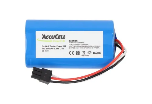 7,4 Volt Akku für Wolf Garten Power 100 - Hochleistungs-Li-Ion Akku mit 2600mAh, ideal für Rasentrimmer und Akku-Rasenscheren. Kompatibel mit Wolf Garten Geräten, einfaches Laden mit vorhandenem Ladegerät.